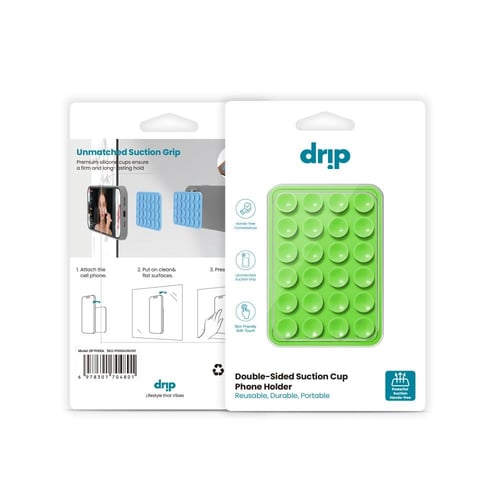 دريب - لصقة Drip سيليكون بشفط مزدوج للجوال - اخضر