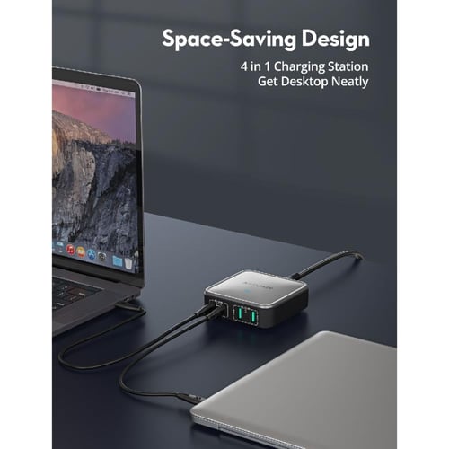 راف باور - منصة شحن بــ4 منافذ بقوة 100 واط بمنفذي...