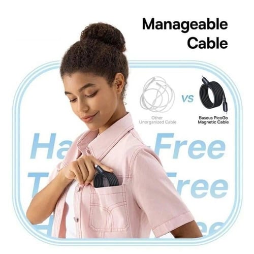 بيسوس - كيبل شحن سريع تايب سي الى تايب سي بتصميم م...