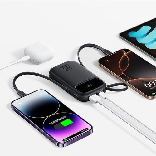 بيسوس - بطارية متنقلة بسعة 20000mAh مع كيابل مدمجة...