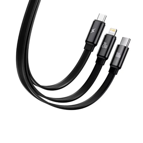 بيسوس - منصة قابل للسحب 3 في 1 كيبل شحن سريع بقوة...