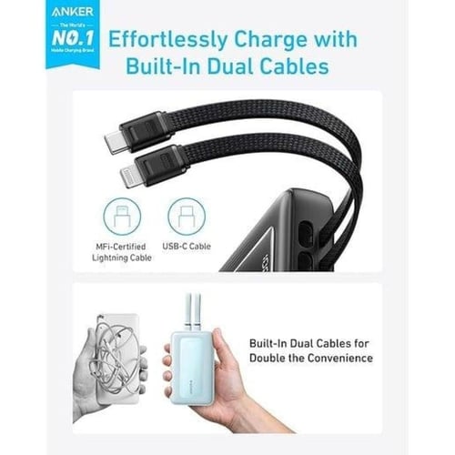 انكر - بطارية بقوة 30واط و10000 ملي امبير مع كيبل...