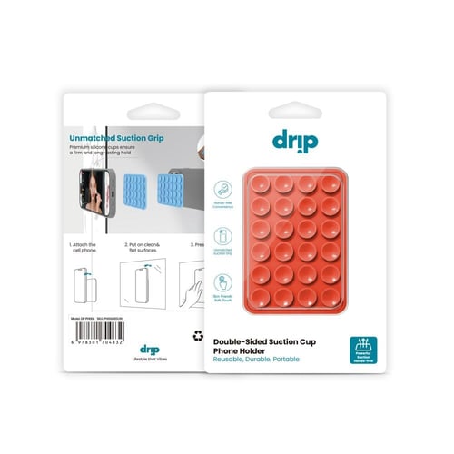 دريب - لصقة Drip سيليكون بشفط مزدوج للجوال - احمر