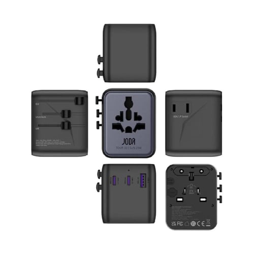 جودا – شاحن جداري عالمي متعدد المنافذ للسفر - اسود