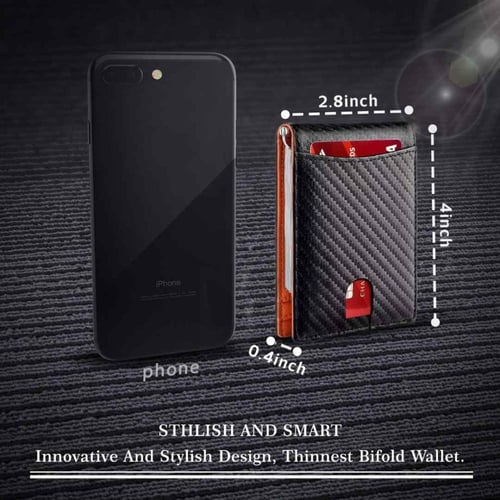 محفظة رفيعة للرجال مع مشبك نقود بخاصية حجب تقنية ت...