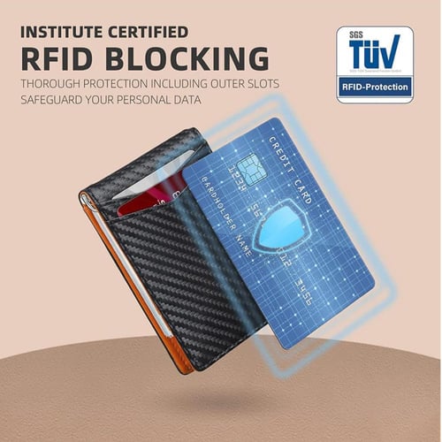محفظة رفيعة للرجال مع مشبك نقود بخاصية حجب تقنية ت...