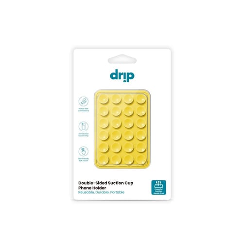 دريب - لصقة Drip سيليكون بشفط مزدوج للجوال - اصفر