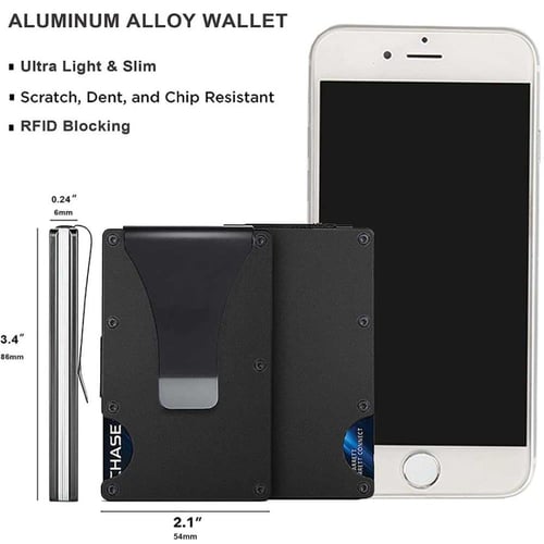 محفظة معدنية متينة مع مشبك للنقود والبطاقات الائتم...