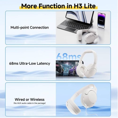 سماعات بلوتوث لاسلكية اتش 3 لايت ابيض