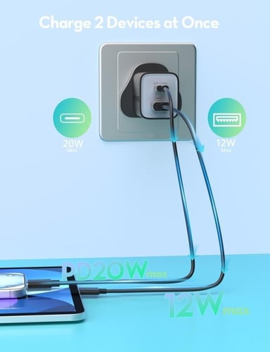 شاحن جداري راف باور بقوة 35 واط بمنفذ تايب سي ومنف...