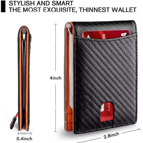محفظة رفيعة للرجال مع مشبك نقود بخاصية حجب تقنية ت...