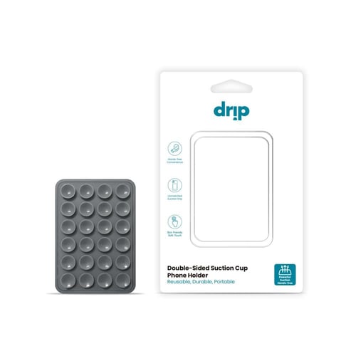 دريب - لصقة Drip سيليكون بشفط مزدوج للجوال - رمادي...