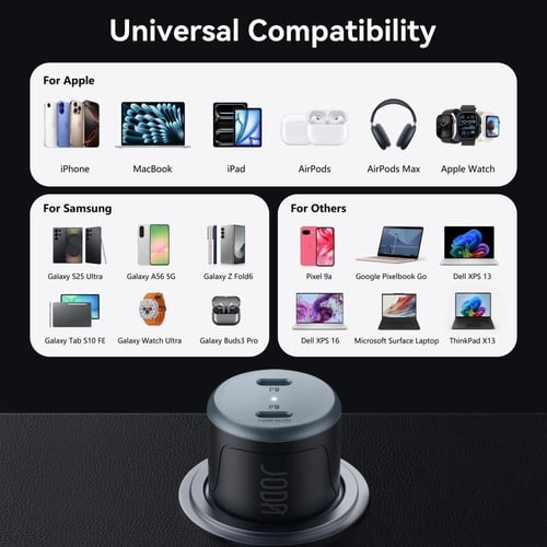 جودا - شاحن سيارة بقوة 140 واط يدعم خاصية الشحن ال...