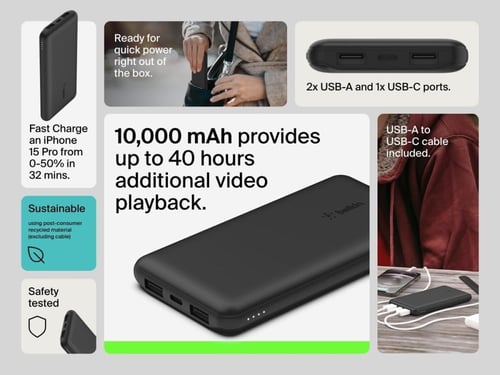 بيلكن - حقيبة السفر Power Bundle بطارية بسعة 10,00...