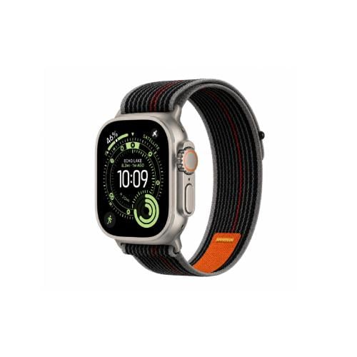 iBAND - سوار ساعة أبل قماشي تريل لوب قابل للتعديل لمقاسات 45 / 46 / 49 ملم - اسود مخطط