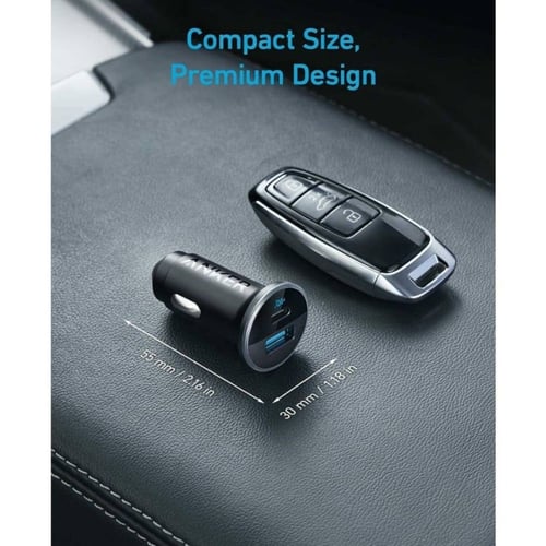 انكر - شاحن سيارة بمنفذ تايب سي و منفذ يو اس بي بق...