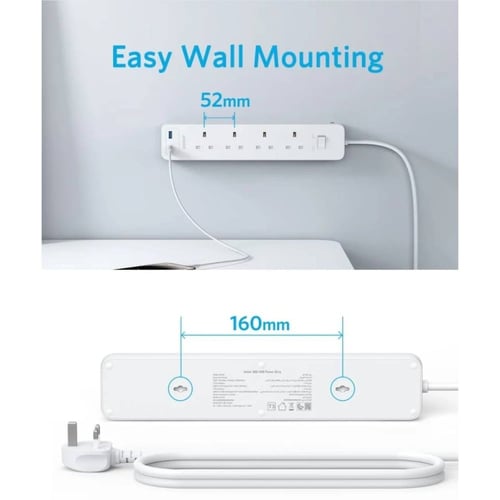 انكر - توصيلة بـ4 منافذ طاقة مع منفذين USB-A بطول...