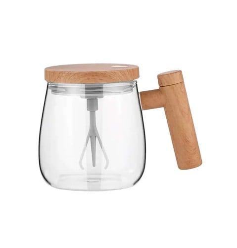 كوب زجاجي مع خلاط كهربائي