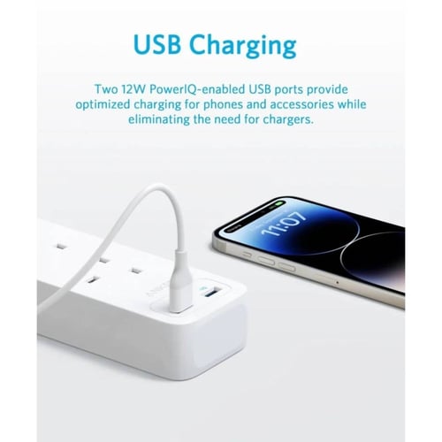 انكر - توصيلة بـ4 منافذ طاقة مع منفذين USB-A بطول...