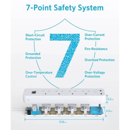 انكر - توصيلة بـ4 منافذ طاقة مع منفذين USB-A بطول...