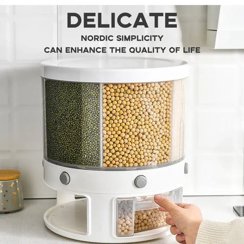 منظم الأرز والحبوب مع وعاء مقياس ،سعة 10 كجم