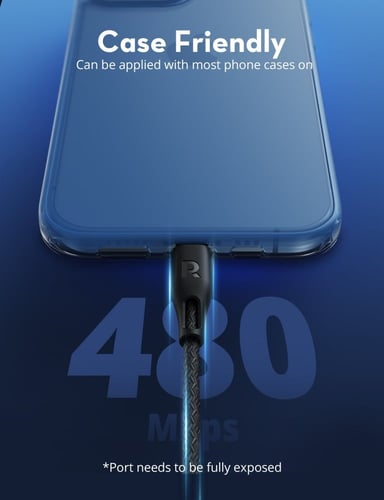 راف باور - كيبل لايتننق الى USB بطول 2 متر نايلون...