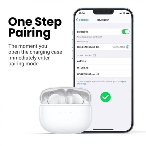 يوجرين - سماعة أذن لاسلكية هاي تون تي 3 مع خاصية إ...