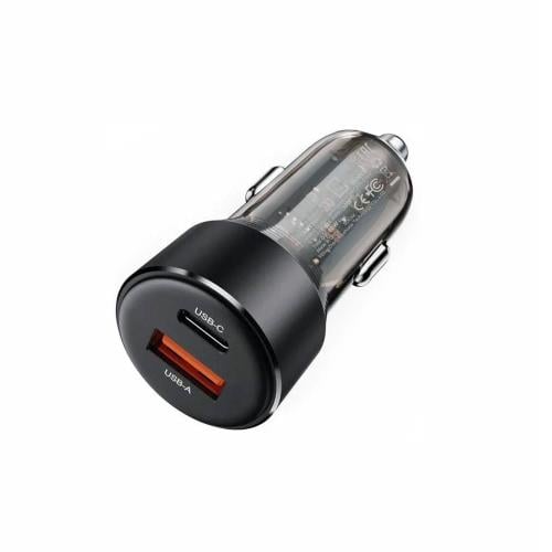 ايس فاست - شاحن سيارة بمنفذ تايب سي ومنفذ USB-A بق...