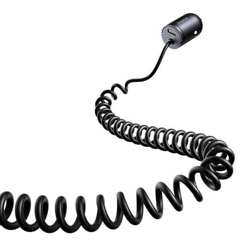 بيسوس - شاحن سيارة صغير بمنفذ تايب سي مع كيبل مدمج...