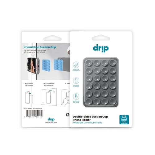 دريب - لصقة Drip سيليكون بشفط مزدوج للجوال - رمادي...