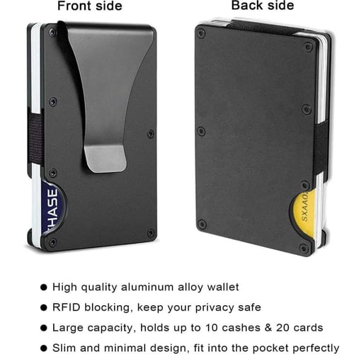 محفظة معدنية متينة مع مشبك للنقود والبطاقات الائتم...