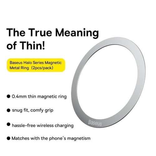 بيسوس - حلقة معدنية مغناطيسية هالو للايفون - فضي