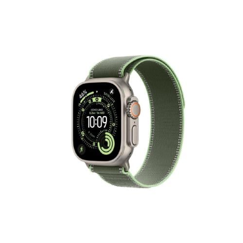 iBAND - سوار ساعة أبل قماشي تريل لوب قابل للتعديل لمقاسات 45 / 46 / 49 ملم - أخضر