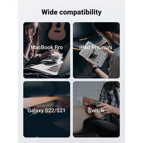 يوجرين - كيبل شحن قماشي من تايب سي إلى تايب سي 100...