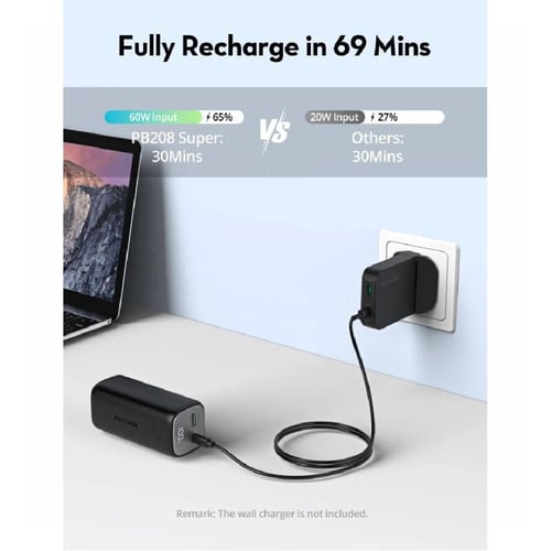 راف باور - بطارية بسعة 10000 ملي امبير بقوة 30 واط...