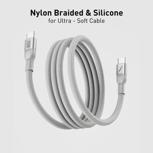 جودا - كيبل شحن فليكس نايلون مظفر بقوة 60 واط تايب...