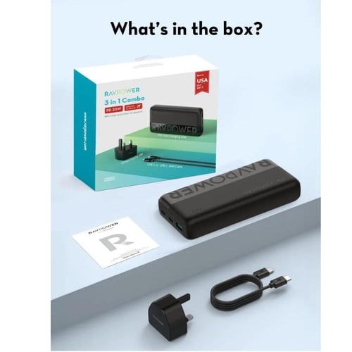 راف باور - بكج بطارية بقوة 20 واط بسعة 20000 ملي ا...