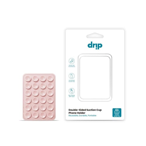 دريب - لصقة Drip سيليكون بشفط مزدوج للجوال - وردي...