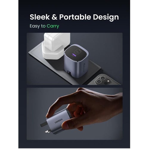 يوجرين - شاحن جداري نيكسود S بتقنية GaN بمنفذين US...