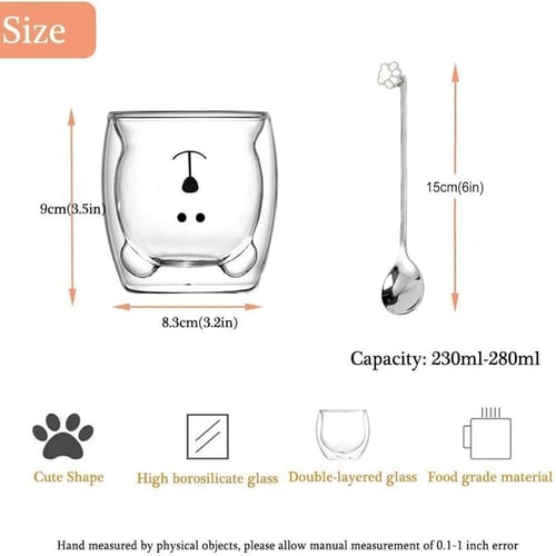 كوب زجاجي معزول بجدار مزدوج وبتصميم ظريف للاسبريسو...