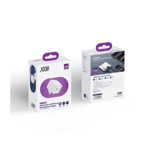 جودا - شاحن جداري بقوة 45 واط بمنفذين تايب سي شحن...