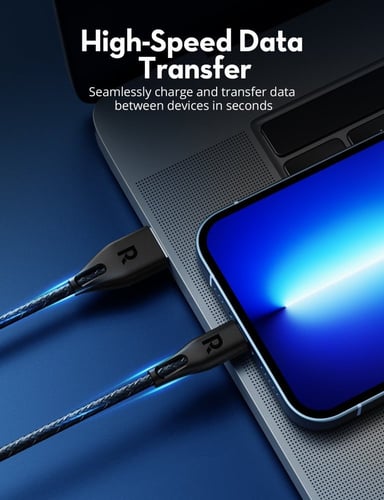 راف باور - كيبل لايتننق الى USB بطول 2 متر نايلون...