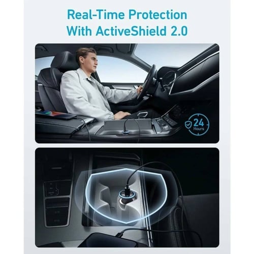 انكر - شاحن سيارة بمنفذ تايب سي و منفذ يو اس بي بق...