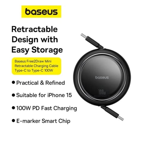 بيسوس - Free2Draw Mini كيبل تايب سي الي تايب سي بط...