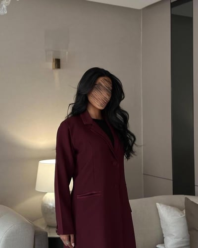 عباية بليزر مبطن كتان عنابي