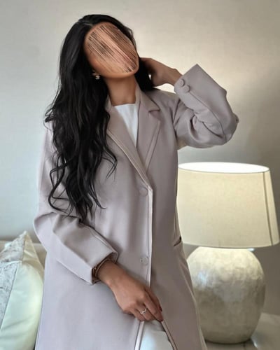 عباية بليزر مبطن كتان بيج