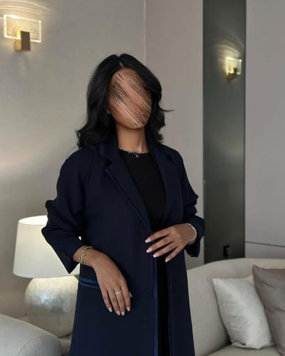 عباية بليزر مبطن كتان كحلي