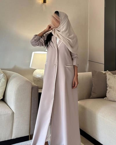 عباية بليزر مبطن كتان بيج