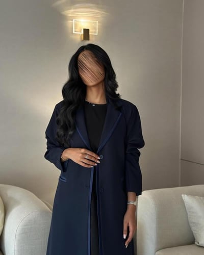 عباية بليزر مبطن كتان كحلي