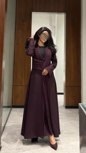 عباية كريب كوبا بنفسجي مع شيفون مكسر " صيفية "